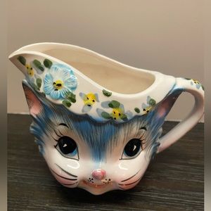 Lefton Miss Priss Blue Cat Creamer Stamped #1508
